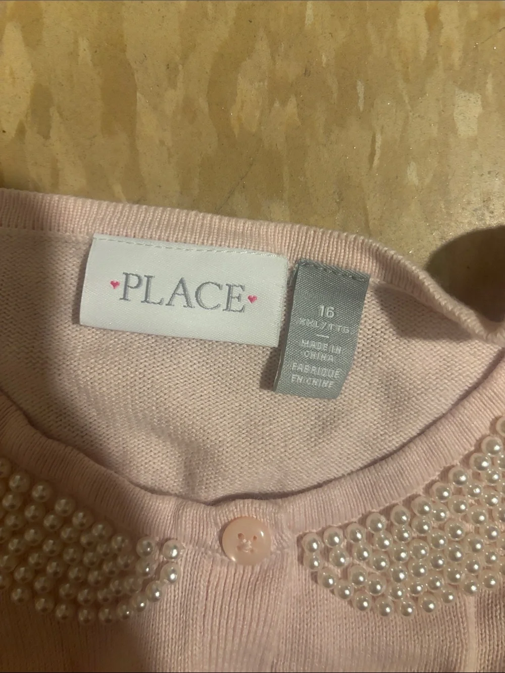 The Children's Place Light Pink Cardigan with Beaded Collar